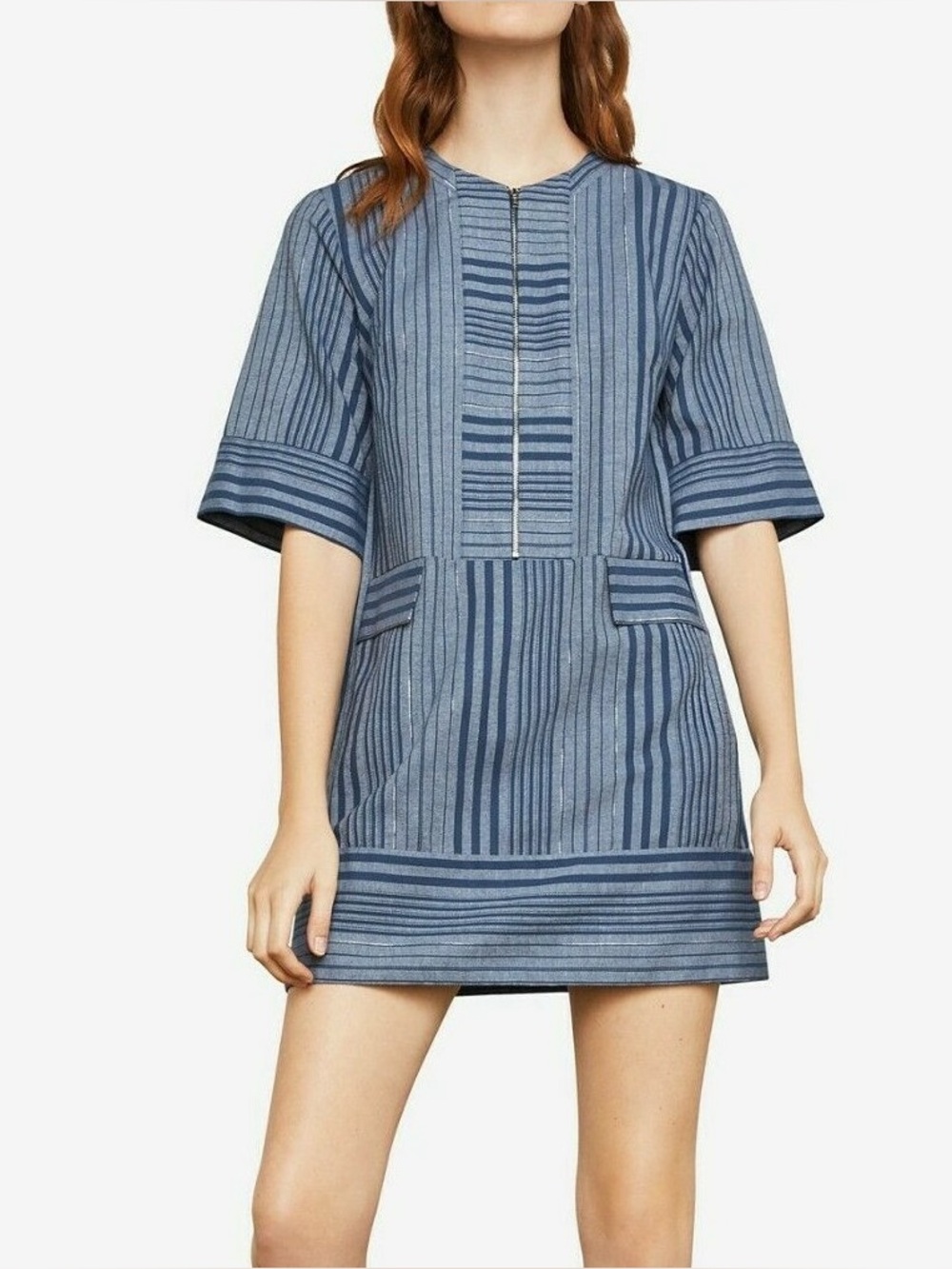 BCBG MaxAzria Striped V-Neck Tunic Dress